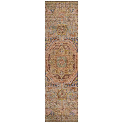 Machine Washable Indoor/Outdoor Xhevrie Paprika Rug