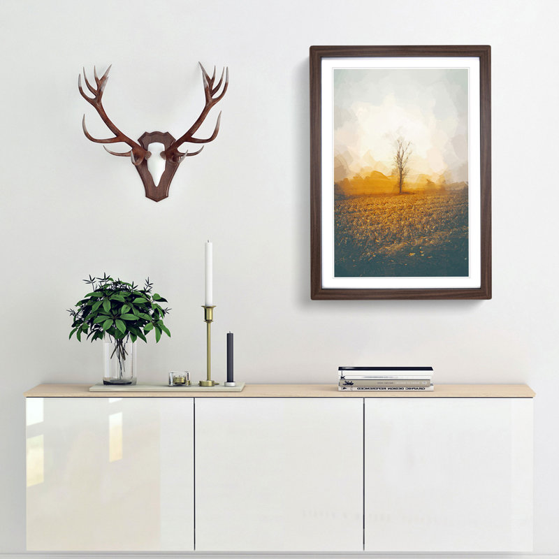 Summer Tree in Abstract - Framed Print, 65cm H x 48cm W x 2cm D, Walnut Framed