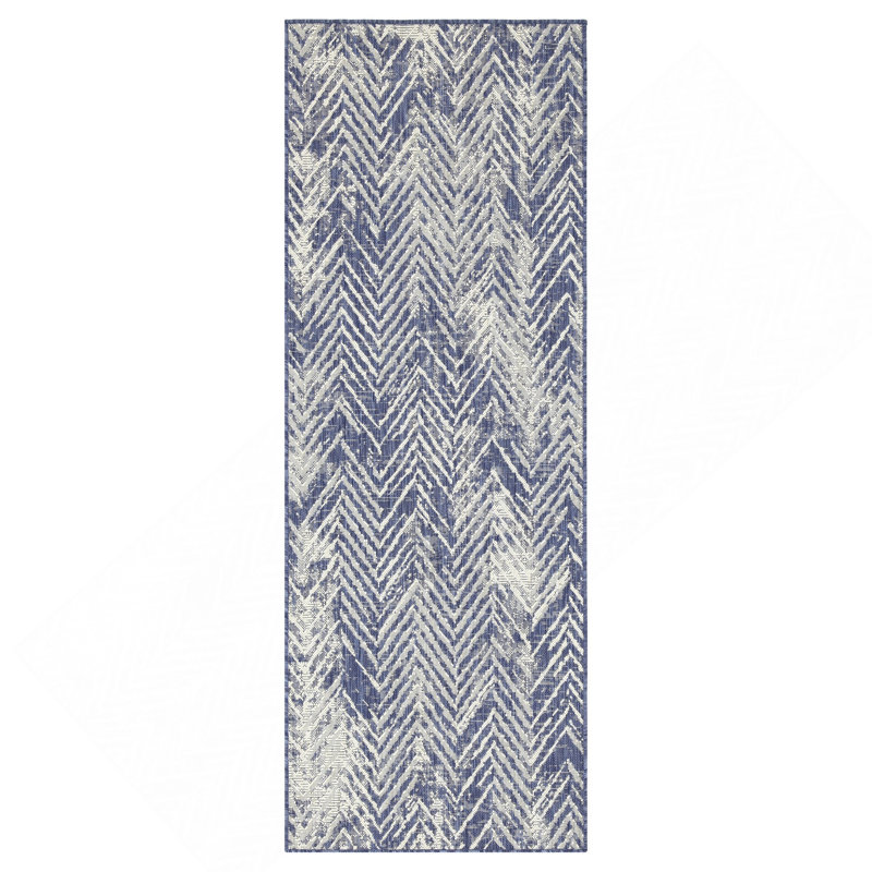 Blue 2 Ft. 7 In. X 7 Ft. 3 In. Indoor/Outdoor Area Rug, Runner 2'7" x 7'3"