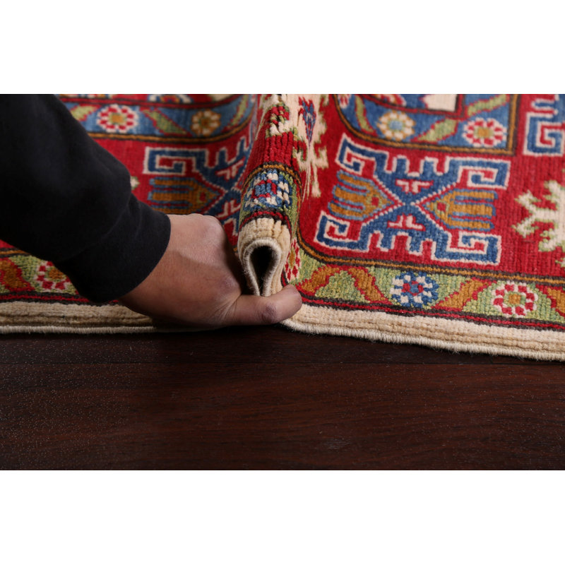 Tapis oriental géométrique Kazak noué à la main 5 x 6