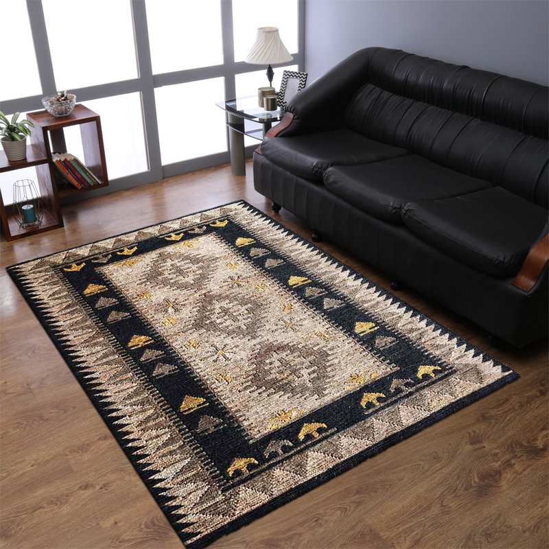 Tapis Manns en jute Sumak noué à la main, écologique et uni - 152 x 244 cm, rectangulaire, multicolore, motif oriental, poils longs, fibre naturelle, tapis intérieur/extérieur fait main pour salon, chambre