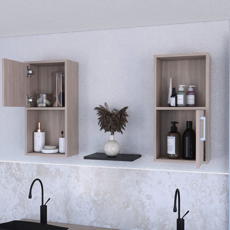 Open Shelf White Oak Bathroom Cabinets - Efficient Accessory Practical Storage Option, White oak