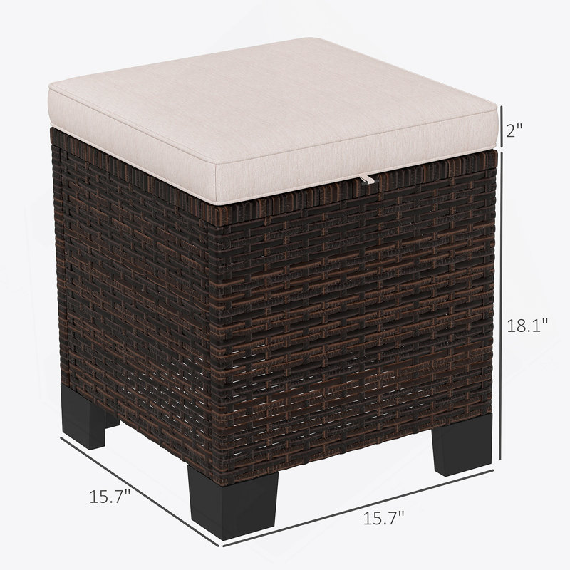 Ensemble de 2 cubes de repose-pieds d'extérieur, Blanc, crème