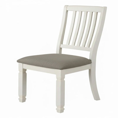 Chaise d'appoint Dinasum en tissu blanc / chêne foncé (ensemble de 2)