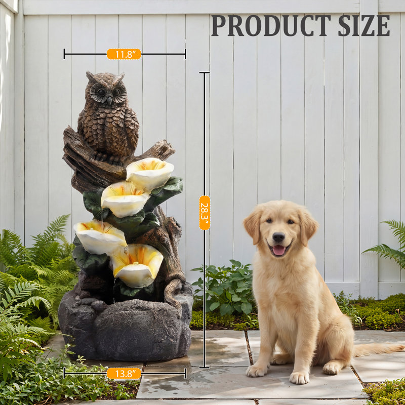 28.3" Tall Outdoor Water Fountain, Water Fountain With Led Lights, For Garden, Patio, Deck, Porch, Backyard, Lawns