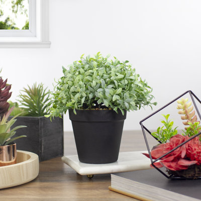 Buis artificiel vert en pot 7,5 po