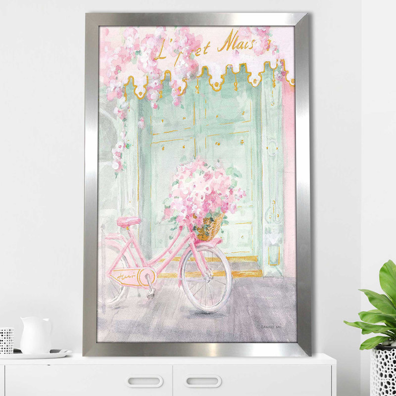 «Pastel Paris I» par Danhui Nai - Peinture, Encadrement argenté, H 49,5 po x l 33,5 po x P 1 po