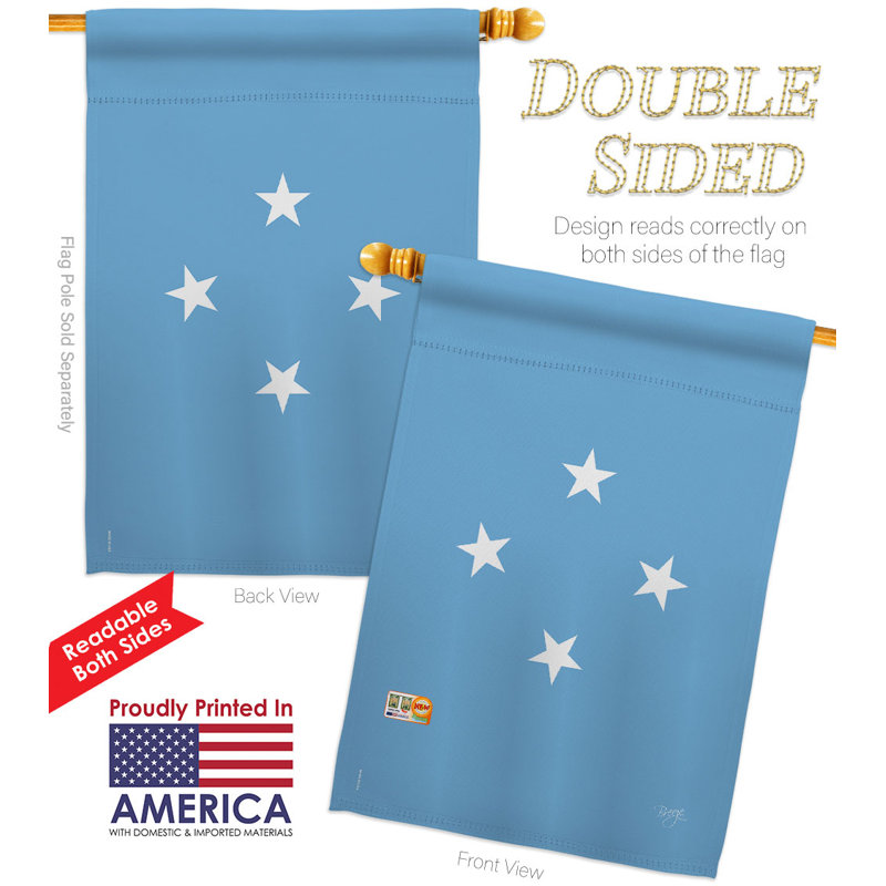 Drapeau de maison en polyester 2 faces 3 pi 3 po x 2 pi 3 pi Micronesia