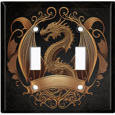 Plaque murale à 2 interrupteurs à bascule Dragon Crest