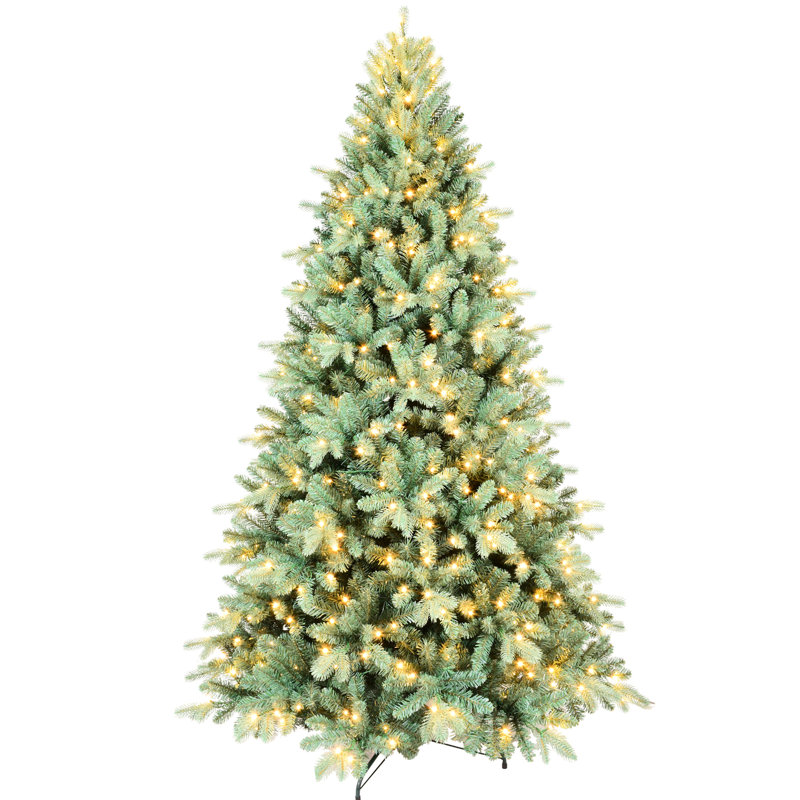 Arbre de Noël 7 pi, 500 lumières DEL douces, aspect naturel, assemblage rapide et arbre de Noël à soutien stable dans une palette de couleurs, pointes denses 1845 blanc chaud, démontage facile