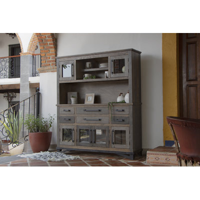 Loft Brown Sideboard with Bar Hutch