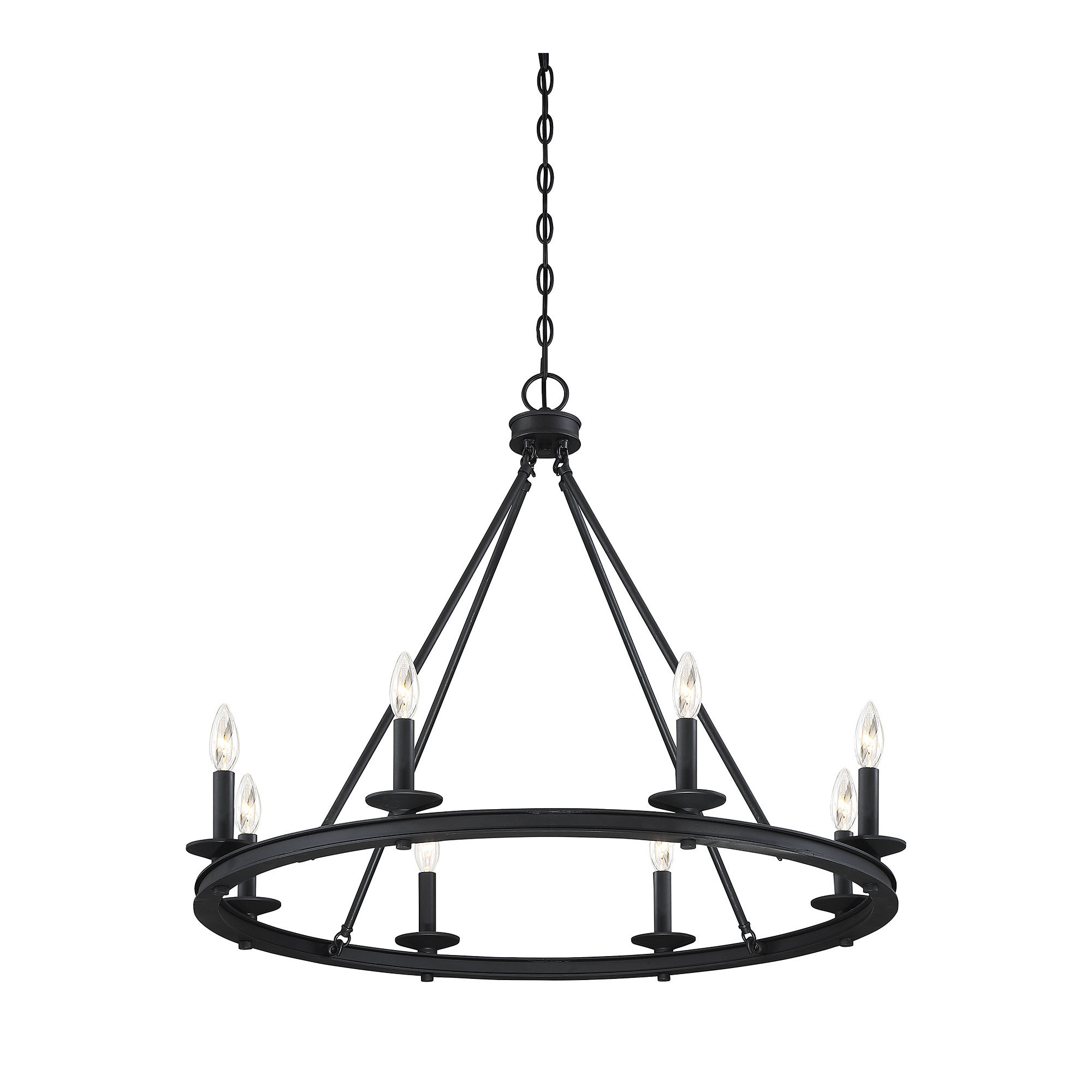 Poynor 8 - Light Metal Dimmable Chandelier, 8, 25" H x 33" W x 33" D, Matte Black