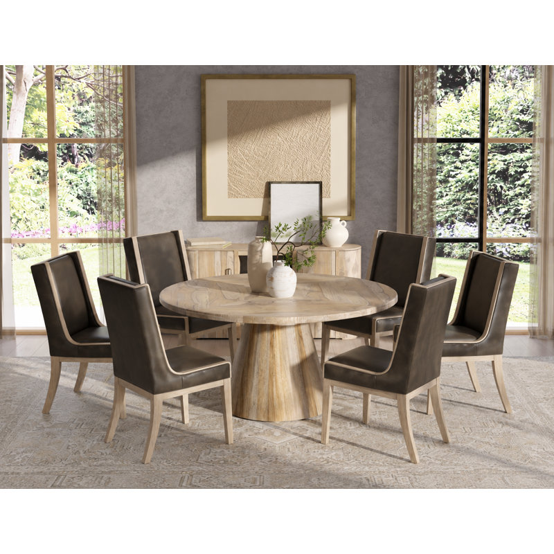 Ensemble de salle à manger Balam 7 pièces – Table ronde avec 6 chaises