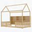 Lit de maison en bois avec bibliothèque de rangement, lit de maison de plancher avec garde-corps-114224535