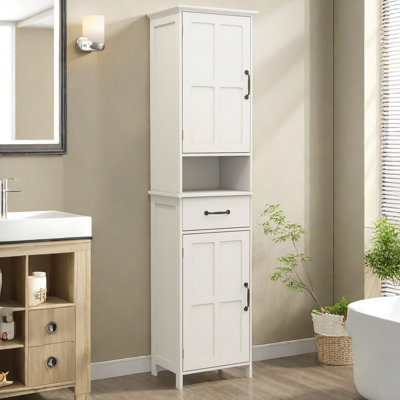 Yeraldo Bathroom Storage,Double Door Narrow Height Slim Floor Standing Cabinet