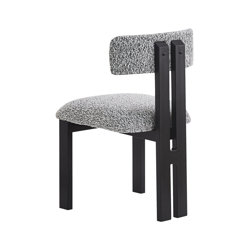 2 chaises de salle à manger rembourrées sans accoudoirs, noir et blanc - pieds en métal pour un look moderne avec 2 pieds, noir et blanc, siège rembourré en mousse confortable