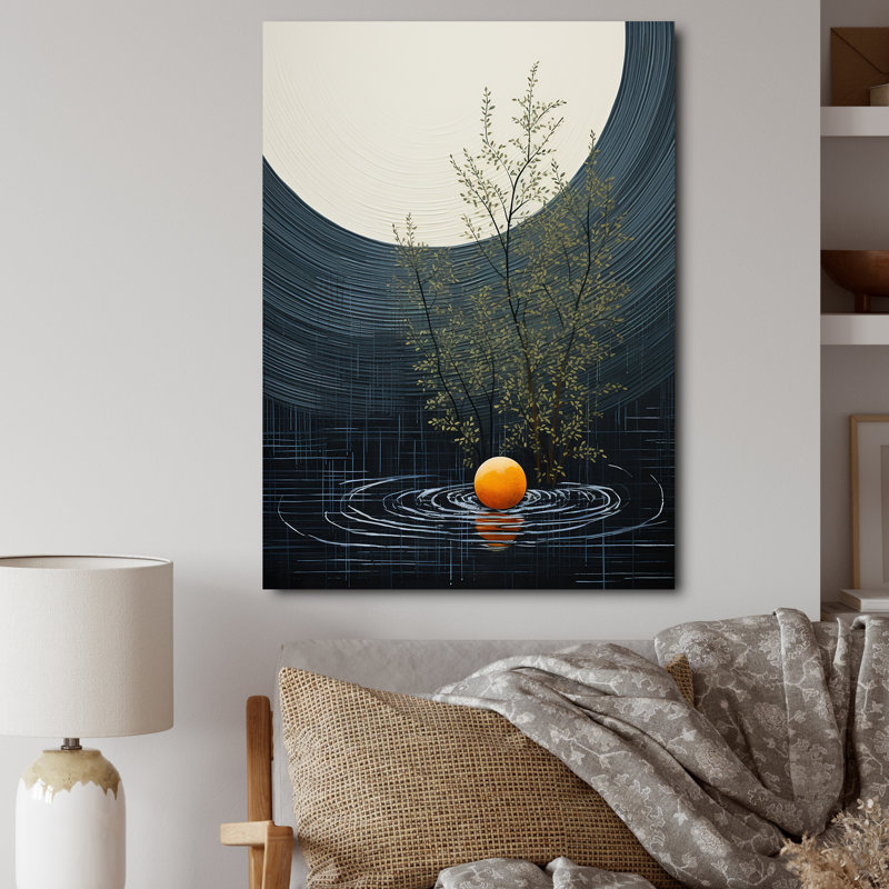 «Latesia Grey Orange Mid Century Minimalist Oasis II», reproduction sur toile, H 20 po x l 12 po x P 1 po, Toile tendue