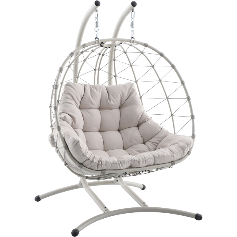 Lyon Anthracite Outdoor Double Hanging Chair, Putty Beige, Double