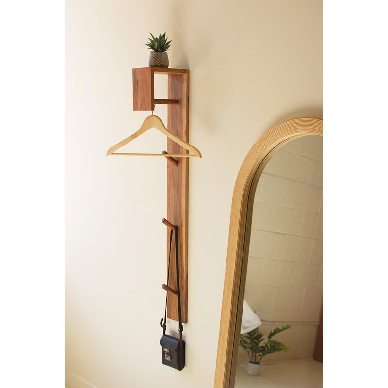 Mini placard mural en bois Kalalou, 42 po de hauteur, bois teint, finition brune