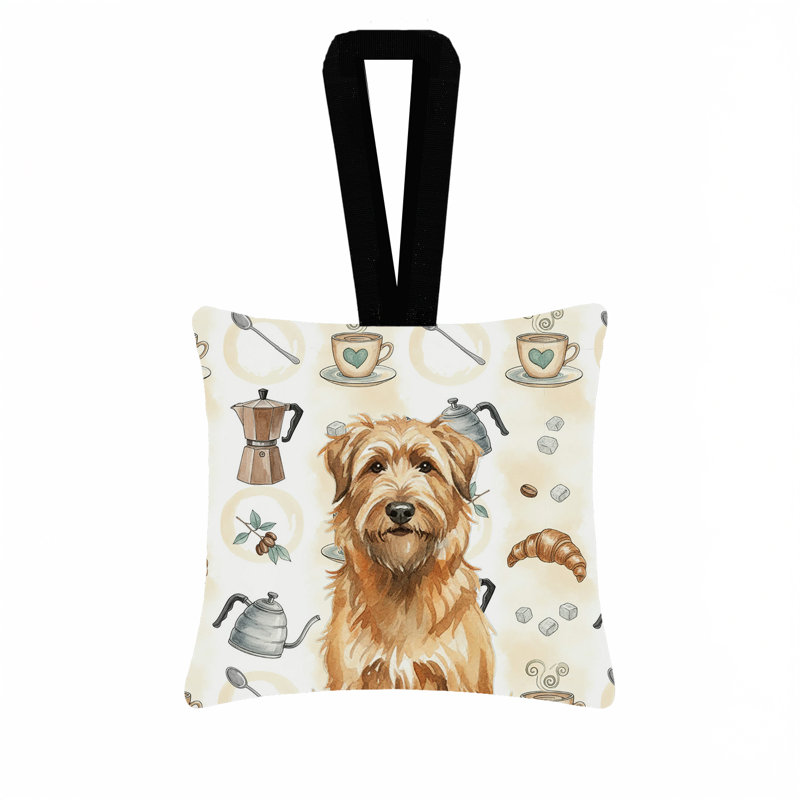 Ornement carré en tissu Tawny Briard, Briard fauve