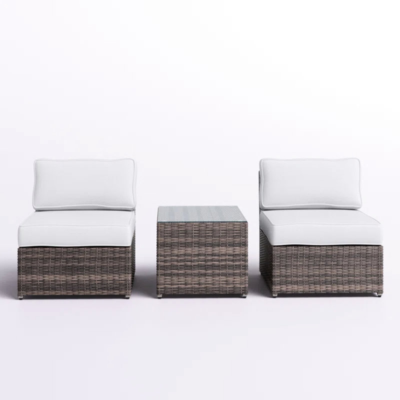 Mobilier de patio entièrement assemblé - Chaises, table et coussins confortables pour 3 espaces extérieurs avec coussins rembourrés de mousse