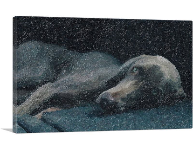 Weimaraner Dog Breed - Reproduction d'art sur toile tendue, H 18 po x l 26 po x P 1,5 po