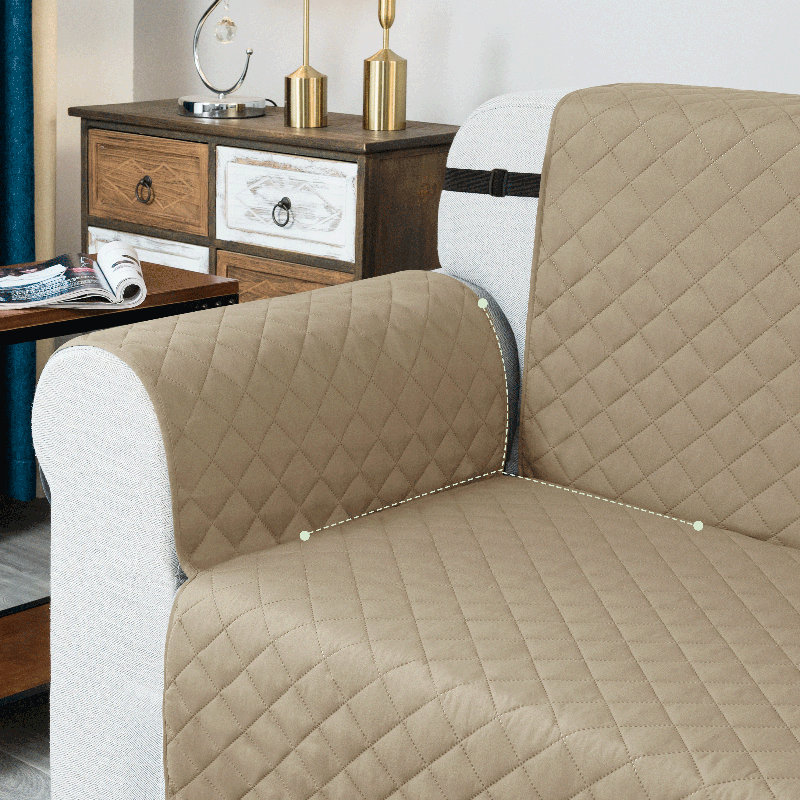 Housse réversible pour fauteuil à coussins carrés / rectangulaires, Microfibre / microsuède sable