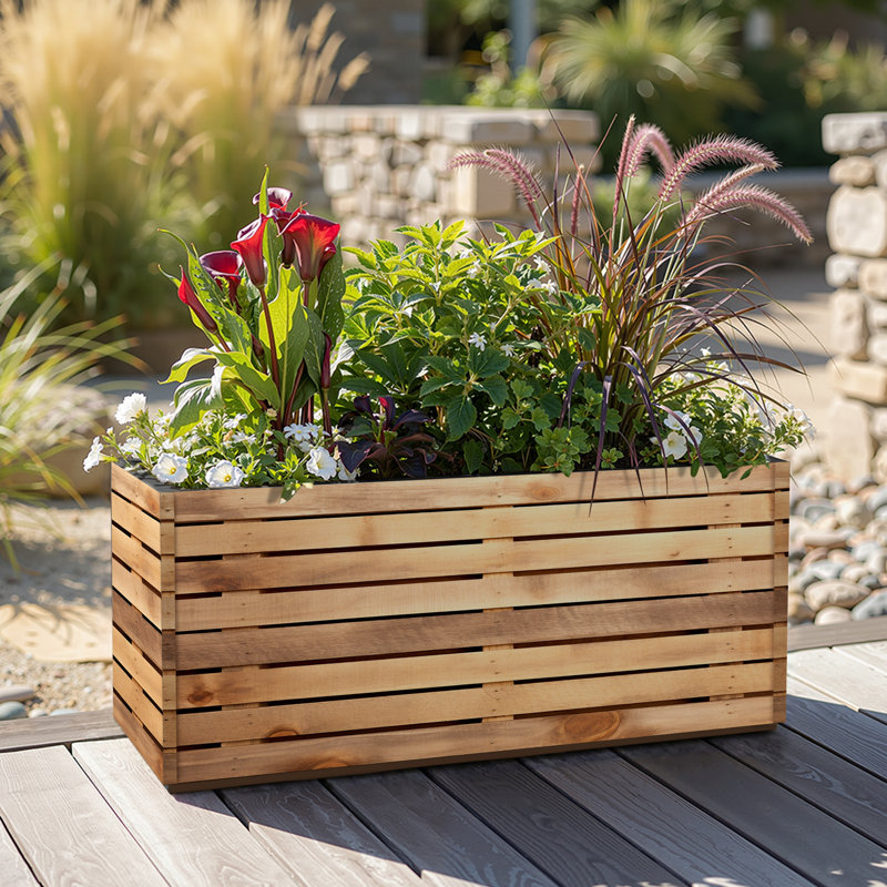 Grande jardinière rectangulaire - Boîte à fleurs rectangulaire en métal avec trous de drainage pour une utilisation intérieure et extérieure