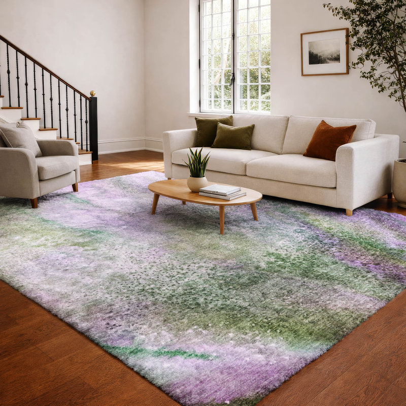 Tapis de qualité supérieure lavable à la machine à poils longs ADS505, 3 pi x 5 pi, Mauve