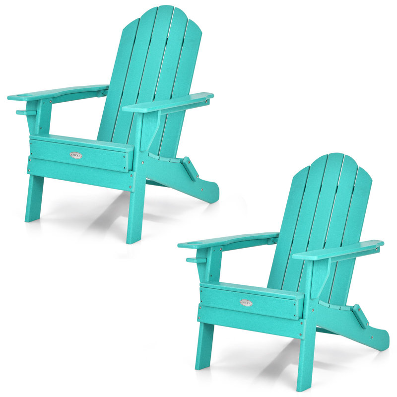 Chaise Adirondack pliante en plastique Delane, Turquoise