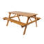 Table de pique-nique d'extérieur en bois d'eucalyptus classique de 59 po avec bancs intégrés et trou pour parasol Shoreham, brun teck pour patio et cour arrière-1718697967-1691493317