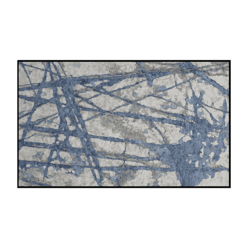 Machine Washable Gray Area Rug, Rectangle 5' x 8'