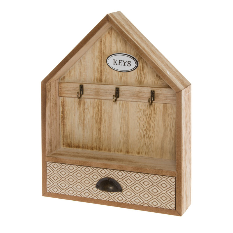Solid + Manufactured Wood Wall Organizer with Key Box/Organizer