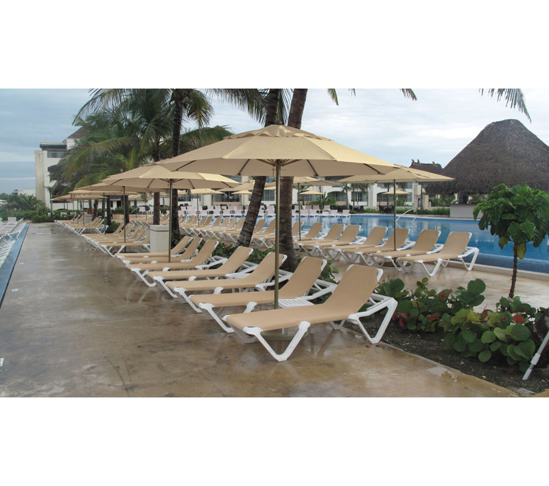 Grosfillex Nautical 78" Long Reclining Chaise, Khaki
