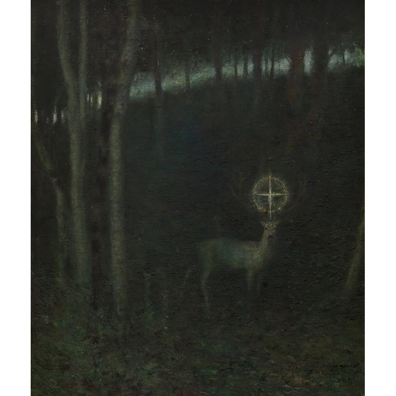 «The Vision of Saint Hubert» par Franz Von Stuck - Art mural sur toile tendue avec châssis, H 24 po x l 17 po