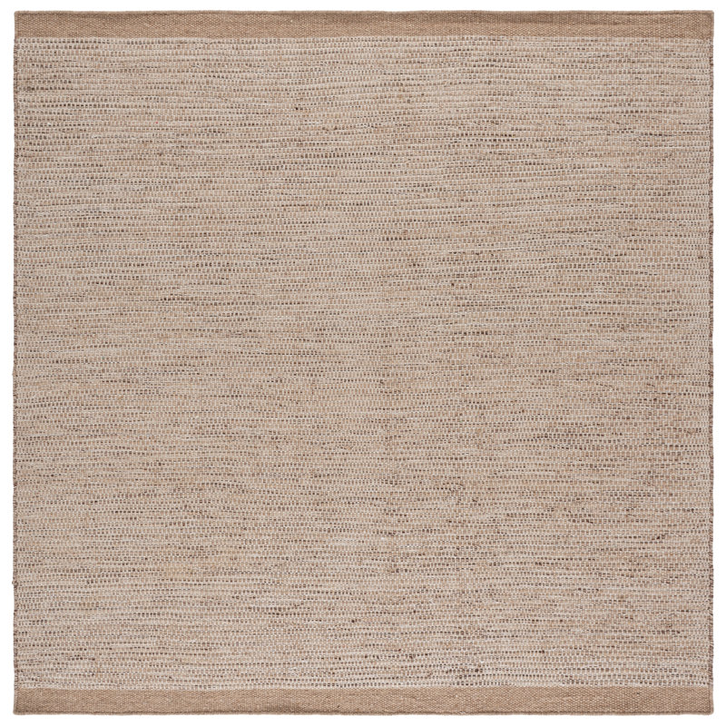 Tapis beige / ivoire en laine / coton tissé à la main Ordingen, Carré 7 pi
