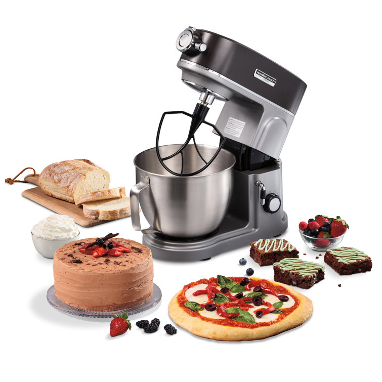 Hamilton Beach All-Metal 12-Speed Electric Stand Mixer, Tilt-Head, 4.5  Quarts, Pouring Shield, Red