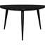 Table basse et de bout triangulaire noire en bois de manguier, avec coins arrondis Une construction pour le salon 2 pièces en noir, pieds en fer évasés en bois, décoration sophistiquée