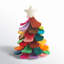 Handmade Multicolor Tabletop Christmas Tree in Hand Felted Wool