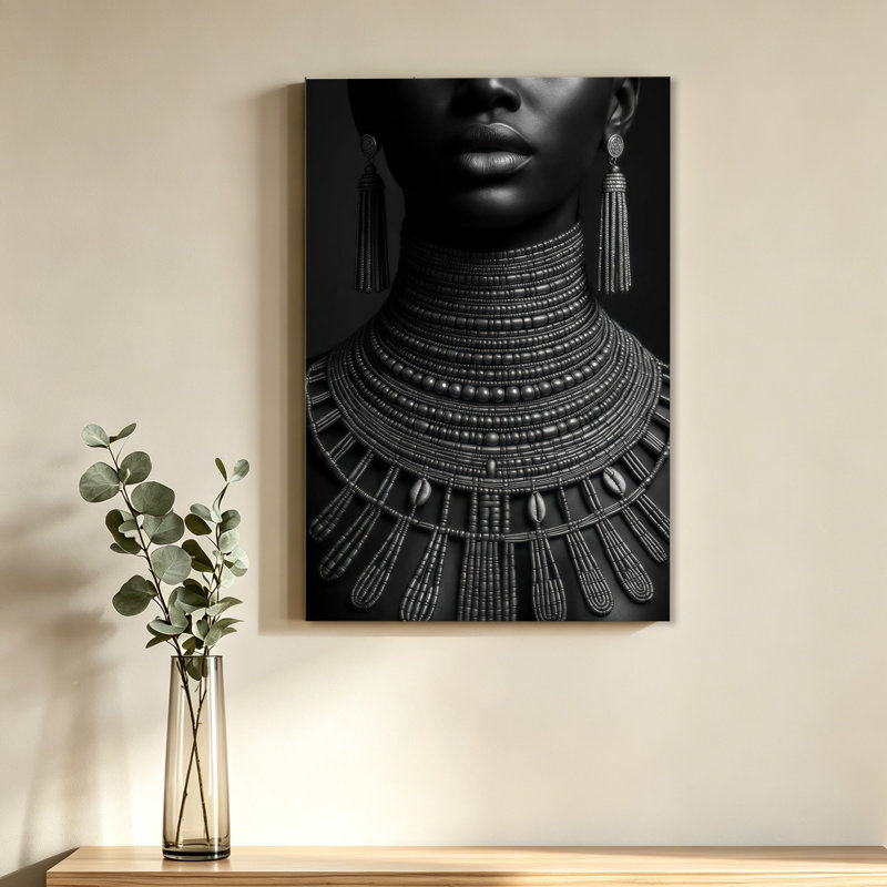 Murale de style cadre féminin noir sur toile encadrée, 20 x 30 pouces