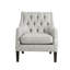 Fauteuil à assise capitonnée, pieds en bois massif, revêtement gris, siège d'appoint contemporain, mousse haute densité, structure stable