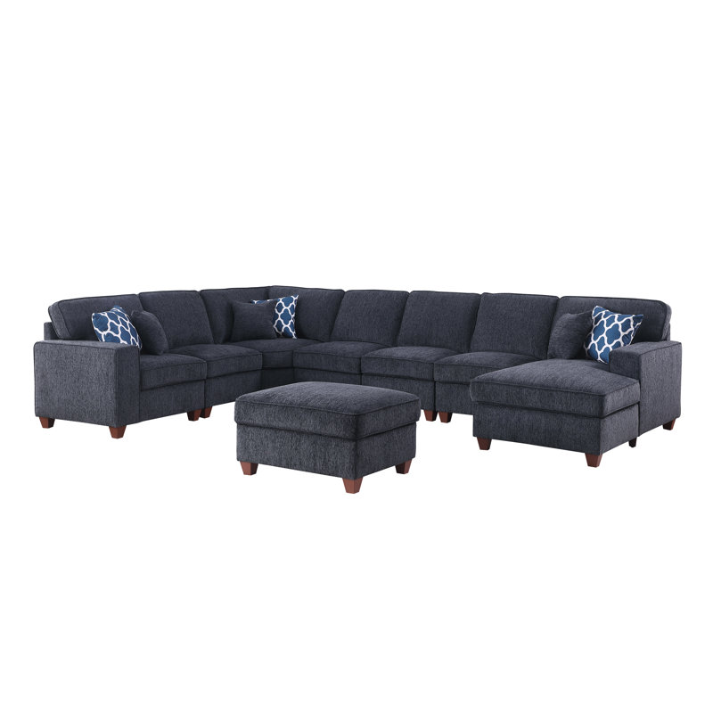 Canapé modulaire 8 pièces 8 pièces, Chenille gris foncé