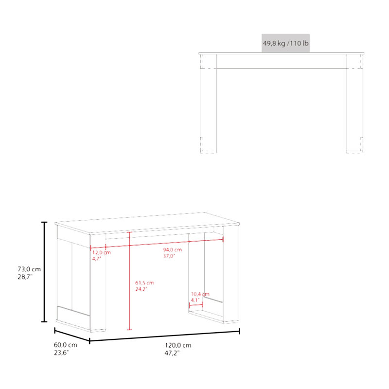 Bureau d'ordinateur Albion, Bureau, Brun, H 28,7 po x l 23,6 po x P 47,2 po
