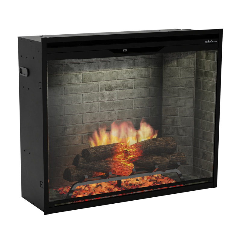 Dimplex Revillusion Electric Firebox Neutral Brick Background, 31" H x 37" W x 12.1" D