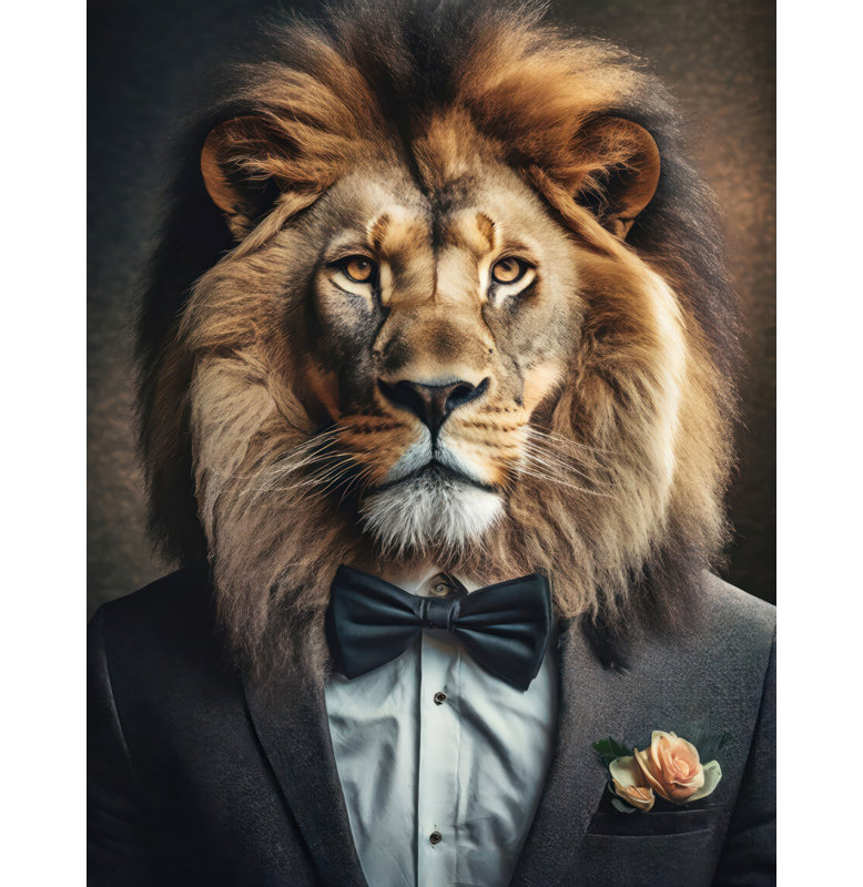 "Lion" sur toile, H 18 po x l 15 po