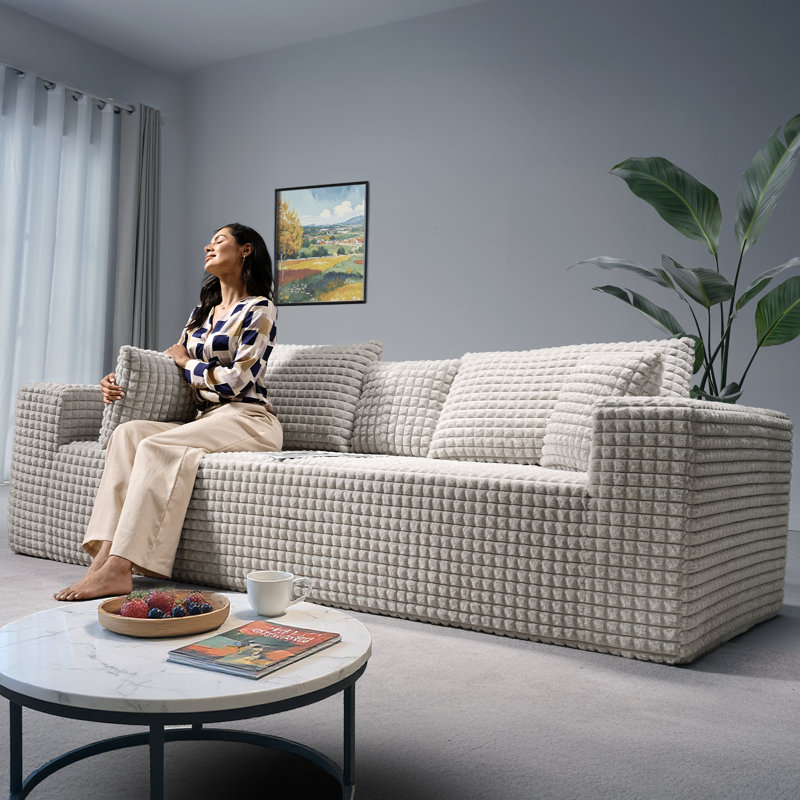 3 Seater Corduroy Sofa, Beige