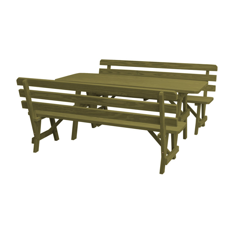 Brooks 8 - Person Wood Patio Dining Set with Rectangular Table, Linden Leaf