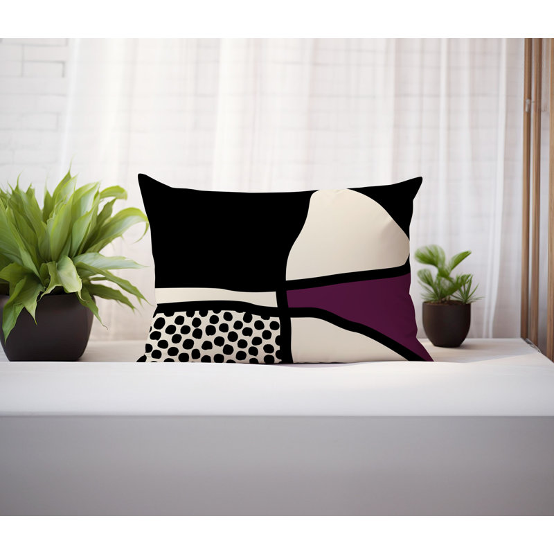 Coussin lombaire réversible intérieur / extérieur Jai Abstract, H 14 po x l 20 po, Mauve