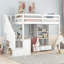 Lit mezzanine simple avec bureau en L et escalier de rangement