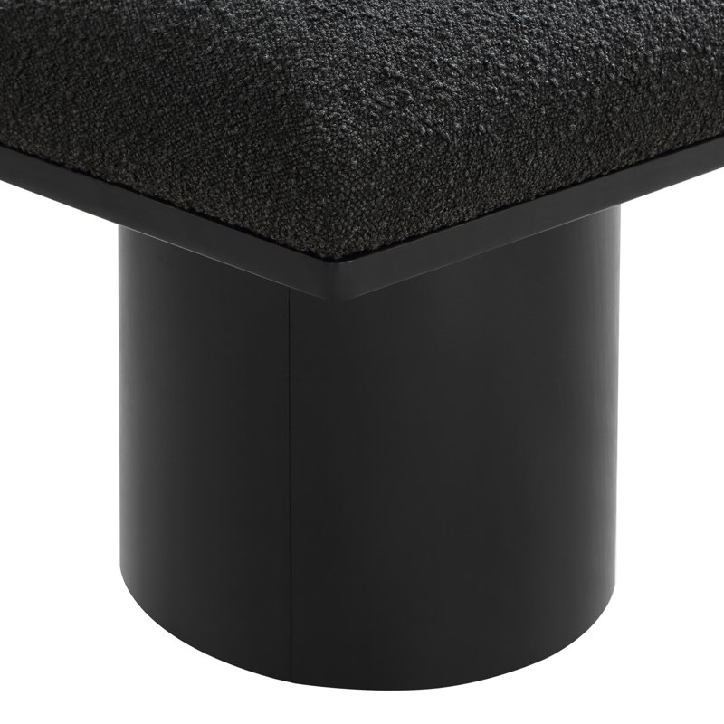Banc rembourré Husnan, H 17,5 po x l 36 po x P 15,5 po, Noir, Tissu bouclé noir